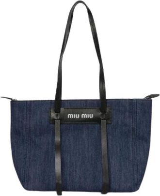 Miu Miu Pre-owned Tote Bags, female, Blue, Size: ONE SIZE Pre-owned 5Bg145 Shoulder Tote Bag