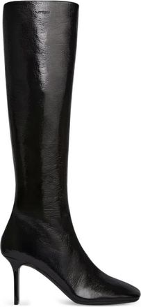 Courr&egrave;ges Square Toe Boots - Dames - Laarzen met Hak - Zwart - 38 EU - Katoen - Schoenen