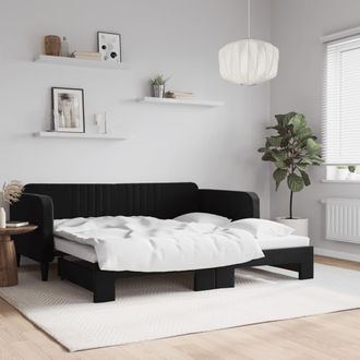 vidaXL Sof&aacute; Cama Nido Terciopelo Negro 90x190 Cm Vidaxl