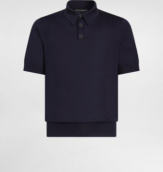 Dolce & Gabbana Silk Polo Shirt - Man Sweaters And Cardigans Blue 44