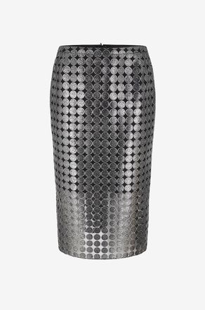 Akris Halblanger Rock aus T&uuml;ll mit bestickten Punkten