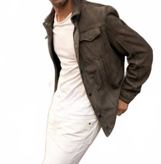 Mauritius Sedro Rf Leather Jacket In Khaki