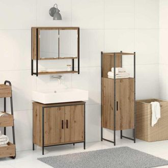 vidaXL Juego De Muebles De Ba&ntilde;o 3 Pcs Marr&oacute;n Madera Contrachapada Vidaxl