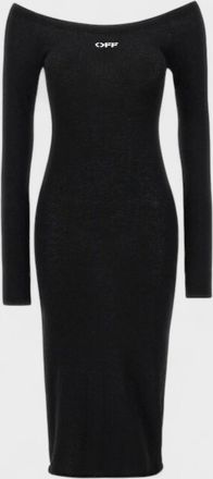 Off-white Womens Off Stamp Slick Scoop Midi Dress Black - Size: 18/16