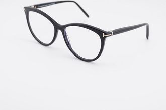 Tom Ford Round Full Rim Blue Light Blocking Eyeglasses - Black