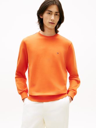 Tommy Hilfiger Sweatshirt TOMMY HILFIGER ESSENTIAL TERRY CREWNECK, Herren, Gr. L, brilliant orange, Sweatware, Obermaterial: 100% Baumwolle, regular fit, Rundhals, R