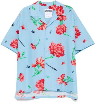 Moschino Splash Blue Floral Print Shirt
