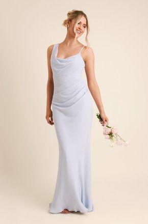 Six Stories Cowl Front Chiffon Bridesmaid Dress in Pale Blue at Nordstrom, Size 10