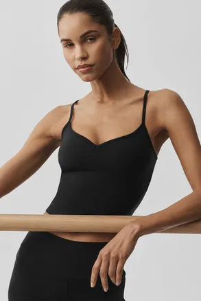 Alo | Airbrush Refined Bra Tank Top in Black, Size: Medium