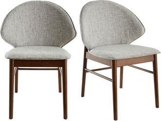 Miliboo Miliboo - Sedie vintage in tessuto grigio chiaro e base noce (set di 2) spike