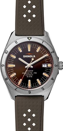 Shinola Duck Brown Rubber Strap Watch, 40mm in Mallard Brown at Nordstrom