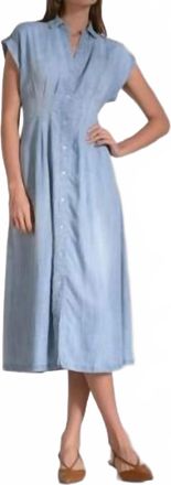 Elan Cap Sleeve Tencil Midi Dress In Blue