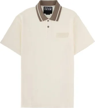 Versace Jeans Couture Neutrals Contrasting Stripes Logo Polo Shirt