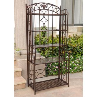 International Caravan Inc 3441-HD-BZ 5-Tier Iron Bakers Rack, Bronze