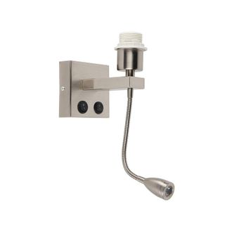 QAZQA Applique con braccio da lettura brescia combi - Moderno - Acciaio - Acciaio - Quadrato (non sostituibile) led Max. 1 x 1 Watt - Qazqa