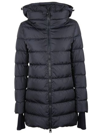 Herno Medium-Length Down Jacket With Removable Hood And Wool Sleeves