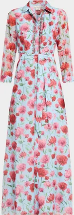 Sachin & Babi Addison Embellished Floral Organza Shirt Gown