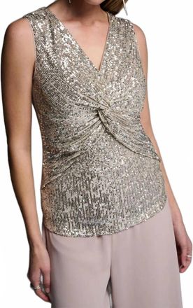 Joseph Ribkoff Wrap Front Sequin Top In Silver