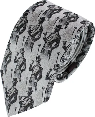 Trafalgar Store Extra Long Ambrose Dapper Night Silk Tie in Silver at Nordstrom