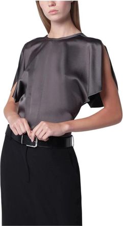 Victoria Beckham Bela Top - Dames - Blouses - Grijs - S - Satijn - Overhemden