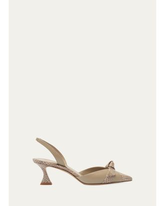 Alexandre Birman 60mm Clarita Mixed Leather Slingback Pumps