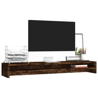 Berkfield Home Monitor Stand Smoked Oak 100x24x13 cm Engineered Wood in Brown | Size: 100 x 24 x 13 cm