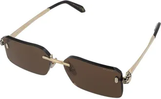 Bulgari BV40108U Rectangular Metal Sunglasses - Brown