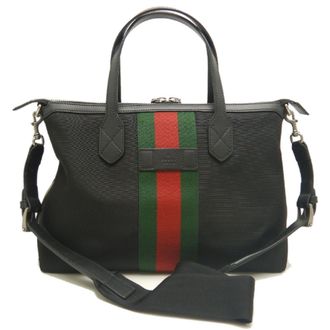 Gucci Black Canvas Leather Tote Bag (Pre-Owned)
