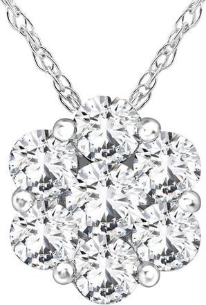 Pompeii3 1/2ct Pave Fire Diamond Clustser Pendant 14K White Gold