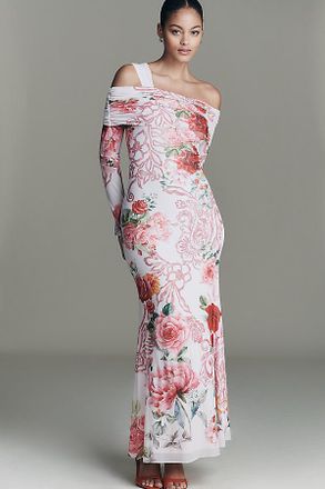 AFRM Tina Off-Shoulder Mesh Maxi Dress