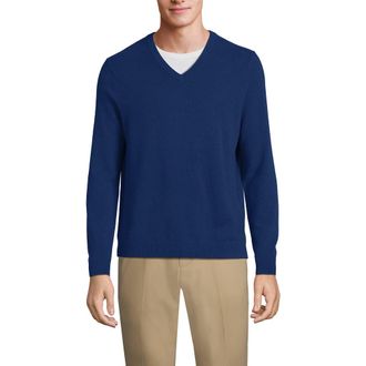 Lands End Fine Gauge Cashmere V-neck Sweater in Northern Sky Heather at Nordstrom, Size Small