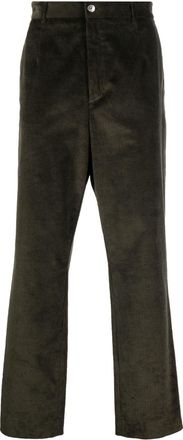Roberto Cavalli logo-embroidered corduroy trousers - men - Spandex/Elastane - 48 - Green