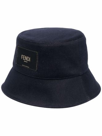 Fendi Cappello bucket con logo - Blu