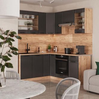 Vicco Cocina Esquinera Fame-line, Gris Oscuro, 190 X 60 Cm, Et Antracita, Vicco