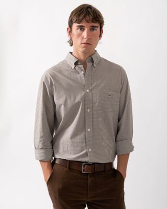 GANT Regular Fit Mens Fit Gingham Shirt Fit in Ivory Cotton - Size X-Large