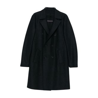 Harris Wharf London Double-Breasted Coats, male, Black, Size: L Giacconi