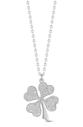 Glaze Jewelry Pav&eacute; Cubic Zirconia Clover Pendant Necklace in Silver at Nordstrom Rack