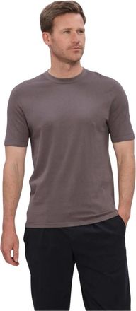 Profuomo Heren Polos T-shirts T-shirt Crew Neck Ss Aero Ease - Heren - T-shirts - Beige - L - Linnen - Tops