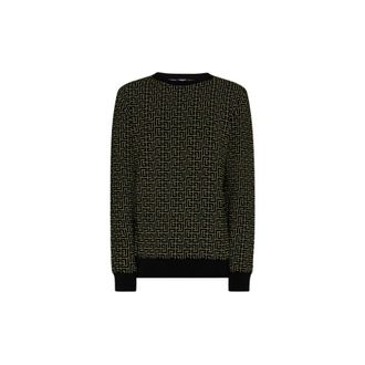 Balmain Round-neck Knitwear, male, Green, M, Wool and Linen Jumper