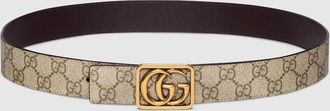 Gucci Reversible GG Marmont Belt, Size Gucci 100, Beige, GG Canvas