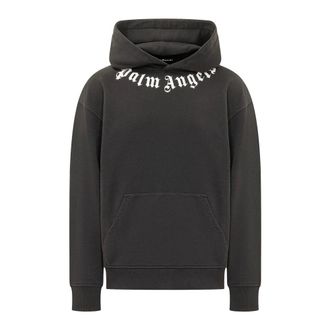 Palm Angels Hoodies & sweatvesten, Heren, Zwart, S, Katoen, Neck Logo Regular Hoodie