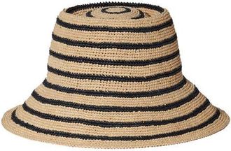 Janessa Leon&eacute; Harbor Straw Bucket Hat in Navy/Natural at Nordstrom, Size X-Large