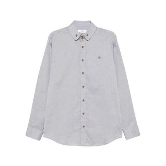 Vivienne Westwood Overhemden, Heren, Blauw, M, Katoen, Orb-Geborduurd Shirt