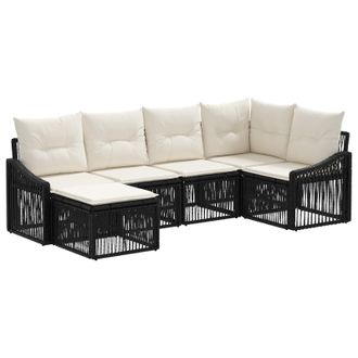 vidaXL Conjunto De Sof&aacute;s De Jard&iacute;n 6 Pcs Negro Rat&aacute;n Sint&eacute;tico Vidaxl