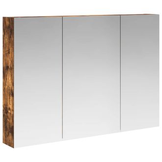 vidaXL Armario Con Espejo De Ba&ntilde;o Roble Ahumado 100 X 14,5 X 70 Cm Vidaxl