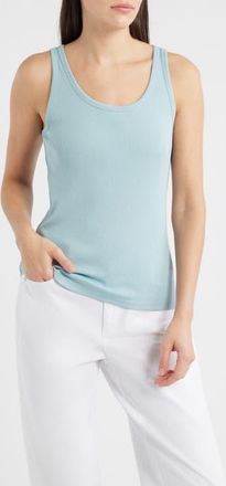 Eileen Fisher Slim Fit Scoop Neck Stretch Cotton Tank in Seafoam at Nordstrom, Size X-Small