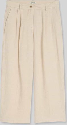 Tom Tailor Straight Leg Culotte aus Baumwoll-Leinen-Mix in Sand, Gr&ouml;&szlig;e 34/28