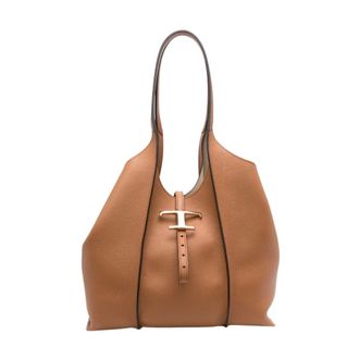 Tod's Tassen, Dames, Bruin, ONE Size, Leer, T Timeless Kleine Shopper