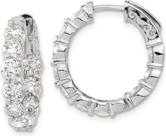 Diamond2Deal 14k White Gold 4.35 ct Lab Grown Diamond Round Hoop w/Safety Clasp Hoop Earrings VS Clarity, G-H Color