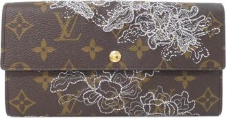 Louis Vuitton Silver Brown Coated Canvas Long Wallet (Bi-Fold) (Pre-Owned)